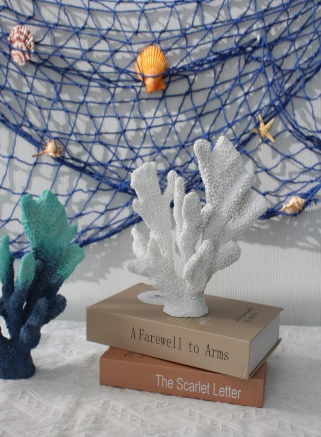 Accessoryway White Resin Coral Decorations Artificial Coral Statue Home Décor Accents Hawaiian Beach Decorations for Home Nautical Decorations Beach Themed Home Living Room Party Decor - Image 5